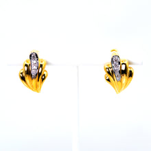 Load image into Gallery viewer, French Clip Gold and Diamond Earrings