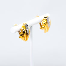 Load image into Gallery viewer, French Clip Gold and Diamond Earrings