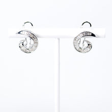 Load image into Gallery viewer, Baguette Diamond Swirl Earrings
