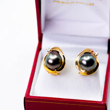 Load image into Gallery viewer, Black Tahitian Pearl Earrings