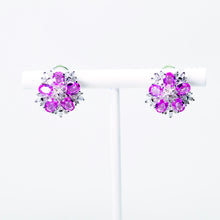 Load image into Gallery viewer, Pink Sapphire and Diamond Flower Earrings