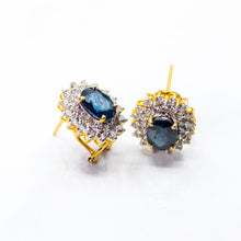 将图片加载到图库查看器,Sapphire and Diamond Halo Earrings