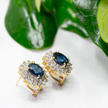 将图片加载到图库查看器,Sapphire and Diamond Halo Earrings