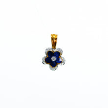 将图片加载到图库查看器,Italian Blue Enamel and Diamond Flower Pendant