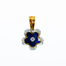 将图片加载到图库查看器,Italian Blue Enamel and Diamond Flower Pendant