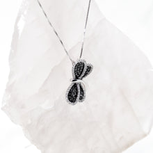 Load image into Gallery viewer, Black and White Diamond Butterfly Pendant with Chain