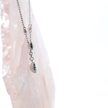 Load image into Gallery viewer, Black Antiqued and White Diamond Circle Drop Pendant with Chain
