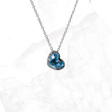 Load image into Gallery viewer, Blue Topaz and Diamond Heart Necklace