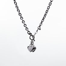 Load image into Gallery viewer, Diamond Heart Necklace with Togo Bar Clasp in 14kt White Gold