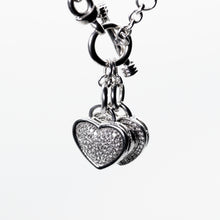 Load image into Gallery viewer, Diamond Heart Necklace with Togo Bar Clasp in 14kt White Gold