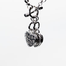 Load image into Gallery viewer, Diamond Heart Necklace with Togo Bar Clasp in 14kt White Gold