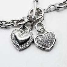 Load image into Gallery viewer, Diamond Heart Necklace with Togo Bar Clasp in 14kt White Gold