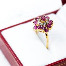 Carica l'immagine nel visualizzatore di Gallery, Ruby and Diamond Vintage Style Cocktail Ring