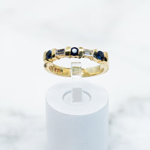 将图片加载到图库查看器,Sapphire and Baguette-cut Diamond Anniversary Band in Yellow Gold