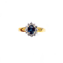 Load image into Gallery viewer, Oval-cut Sapphire and Diamond Rosette Ring