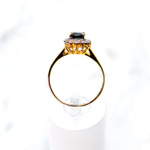 Load image into Gallery viewer, Oval-cut Sapphire and Diamond Rosette Ring