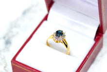 Load image into Gallery viewer, Oval-cut Sapphire and Diamond Rosette Ring