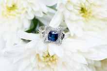 Load image into Gallery viewer, White Gold Sapphire and Diamond Ring
