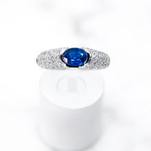 Load image into Gallery viewer, Oval Sapphire and Pave-set Diamond Ring