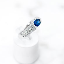 Load image into Gallery viewer, Oval Sapphire and Pave-set Diamond Ring