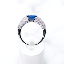 Load image into Gallery viewer, Oval Sapphire and Pave-set Diamond Ring