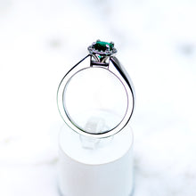 Load image into Gallery viewer, Emerald and Diamond Halo Ring