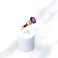 Load image into Gallery viewer, Amethyst and Diamond Ring in 14kt Yellow Gold