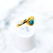 Load image into Gallery viewer, Blue Zircon and Diamond Ring