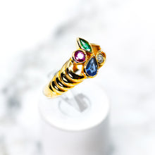 Load image into Gallery viewer, Colored Gemstone Floral Design Ring