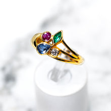 Load image into Gallery viewer, Colored Gemstone Floral Design Ring