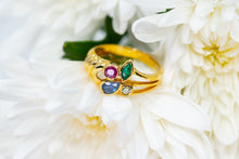 Load image into Gallery viewer, Colored Gemstone Floral Design Ring
