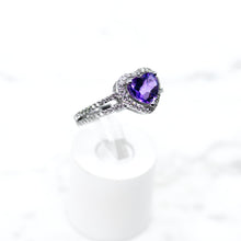 Load image into Gallery viewer, Amethyst and Diamond Heart Shaped Ring