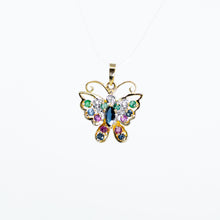 Carica l'immagine nel visualizzatore di Gallery, Multicolor Precious Gemstone Butterfly Pendant