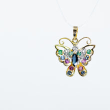 Carica l'immagine nel visualizzatore di Gallery, Multicolor Precious Gemstone Butterfly Pendant