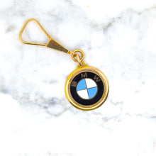 将图片加载到图库查看器，BMW 14kt Yellow Gold  Enamel Inlaid Keychain

