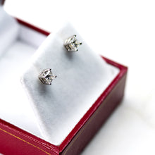 Load image into Gallery viewer, Princess Cut Diamond Stud Earrings in White Gold
