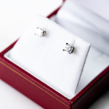 Load image into Gallery viewer, Princess Cut Diamond Stud Earrings in White Gold
