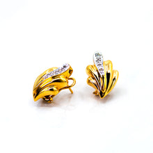 Load image into Gallery viewer, French Clip Gold and Diamond Earrings
