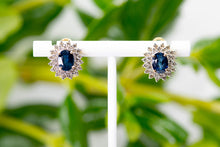 Load image into Gallery viewer, Sapphire and Diamond Halo Earrings
