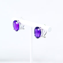 Load image into Gallery viewer, Oval-cut Amethyst French Clip Earrings
