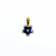 将图片加载到图库查看器，Italian Blue Enamel and Diamond Flower Pendant
