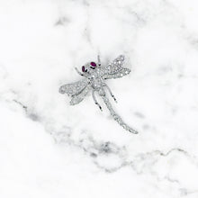 Carica l&#39;immagine nel visualizzatore di Gallery, Dragonfly Diamond and Ruby Pendant and Pin Combination
