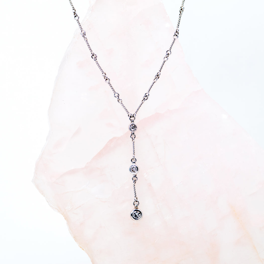 Drop Diamond  Necklace with Handmade Chain