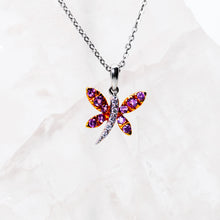 Cargar imagen en el visor de la galería, Pink Sapphire Butterfly Pendant with Chain
