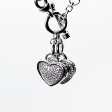 Load image into Gallery viewer, Diamond Heart Necklace with Togo Bar Clasp in 14kt White Gold
