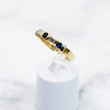 Load image into Gallery viewer, Sapphire and Baguette-cut Diamond Anniversary Band in Yellow Gold
