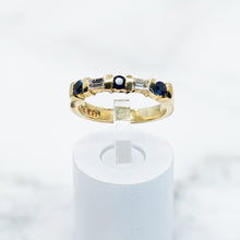 Load image into Gallery viewer, Sapphire and Baguette-cut Diamond Anniversary Band in Yellow Gold
