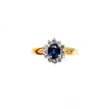 Load image into Gallery viewer, Oval-cut Sapphire and Diamond Rosette Ring
