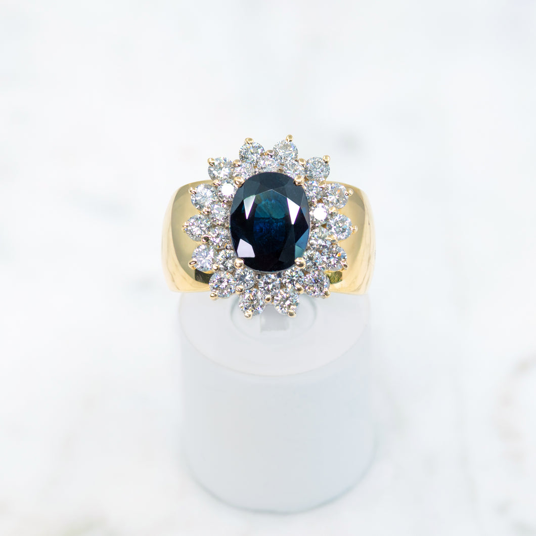 Princess Diana Style Sapphire and Diamond Ring