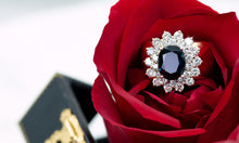 将图片加载到图库查看器，Princess Diana Style Sapphire and Diamond Ring
